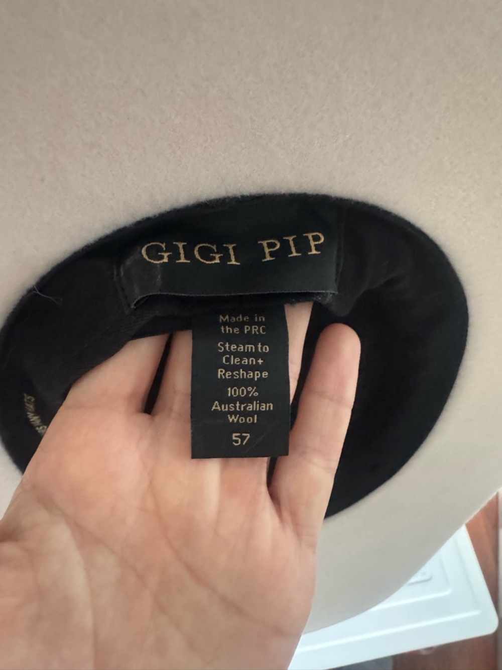 GIGI PIP White Felt Western Cowboy Hat with Braided Trim - Picture 4 of 4